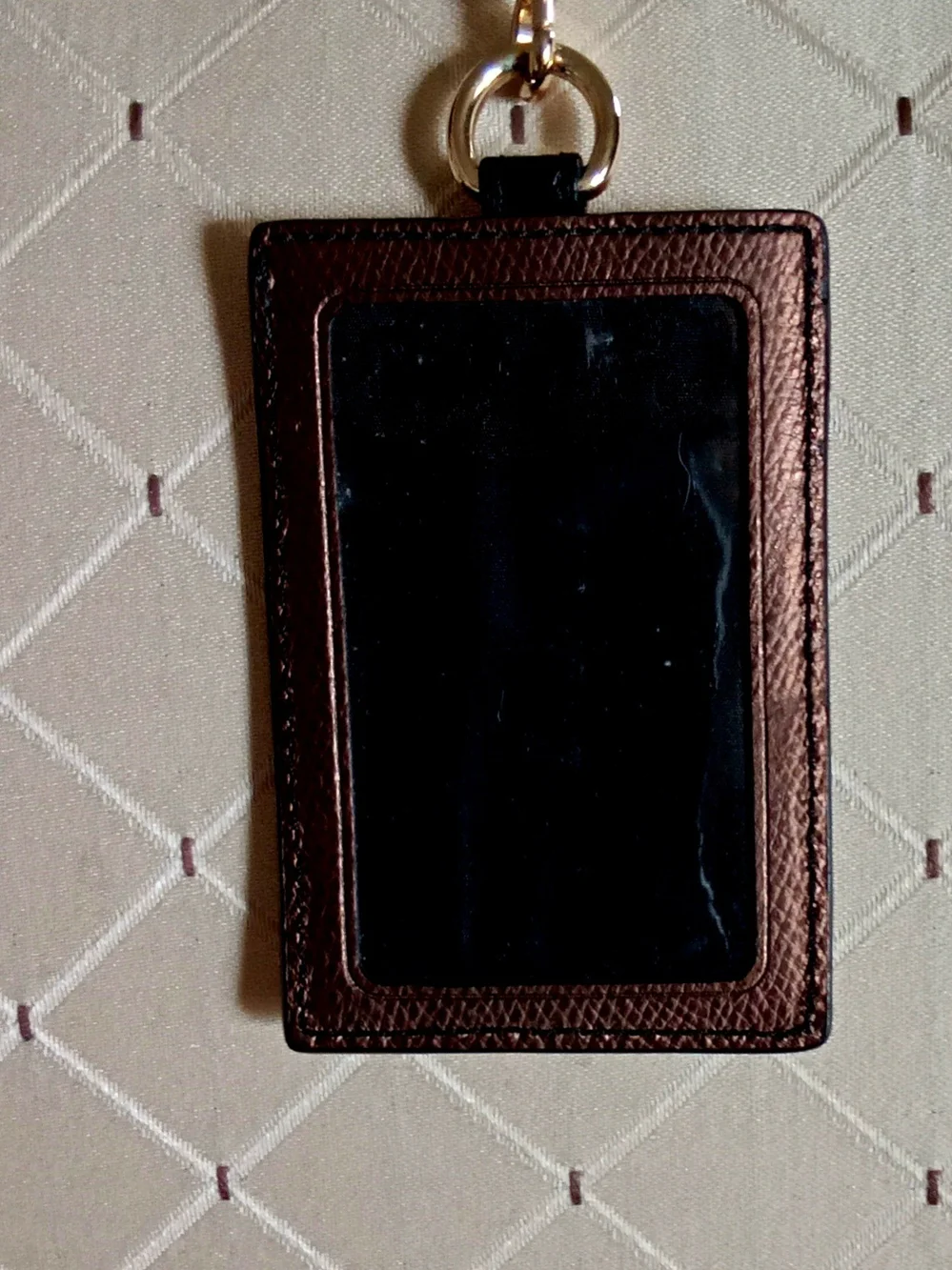 Coach Black and Brown Leather Card Holder ID Badge holder